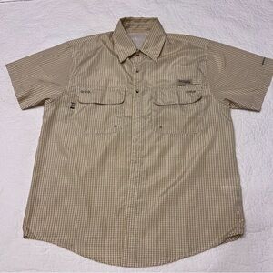 Columbia PFG Shirt Mens M? Plaid green off white Fishing Outdoor Casual c pics